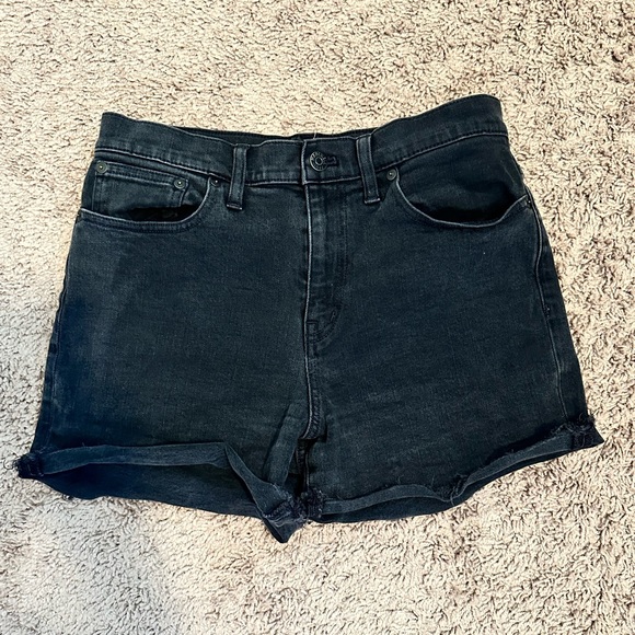 Madewell Pants - Madewell High Rise Black Denim Raw Hem Shorts Size 28